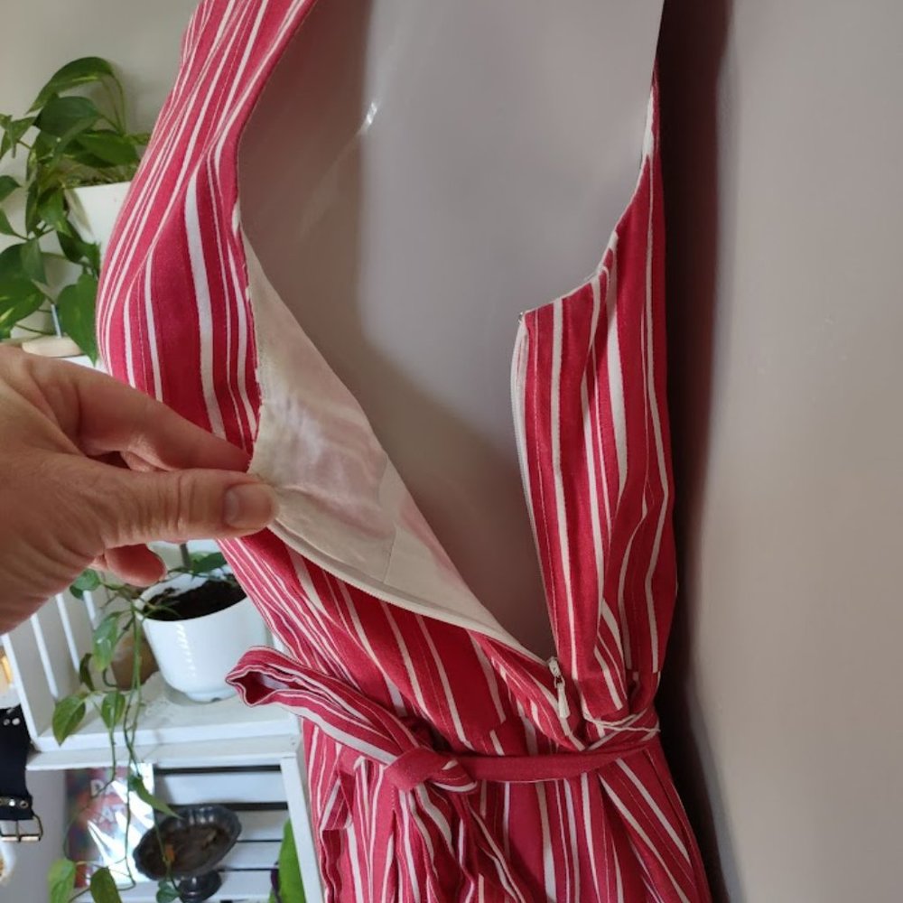 Lands' End Red and White Striped Sleeveless Cotton Dress Size 8 - Picture 5 of 7
